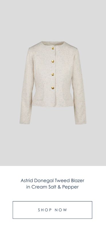 Astrid Donegal Tweed Blazer in Cream Salt & Pepper